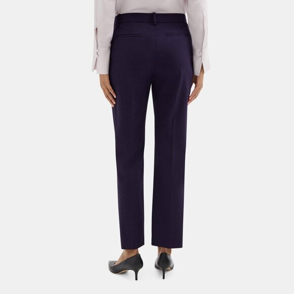 NWT Theory Cropped Ankle Pant in Sevona Stretch Wool - Navy (Size 12) - Picture 1 of 4